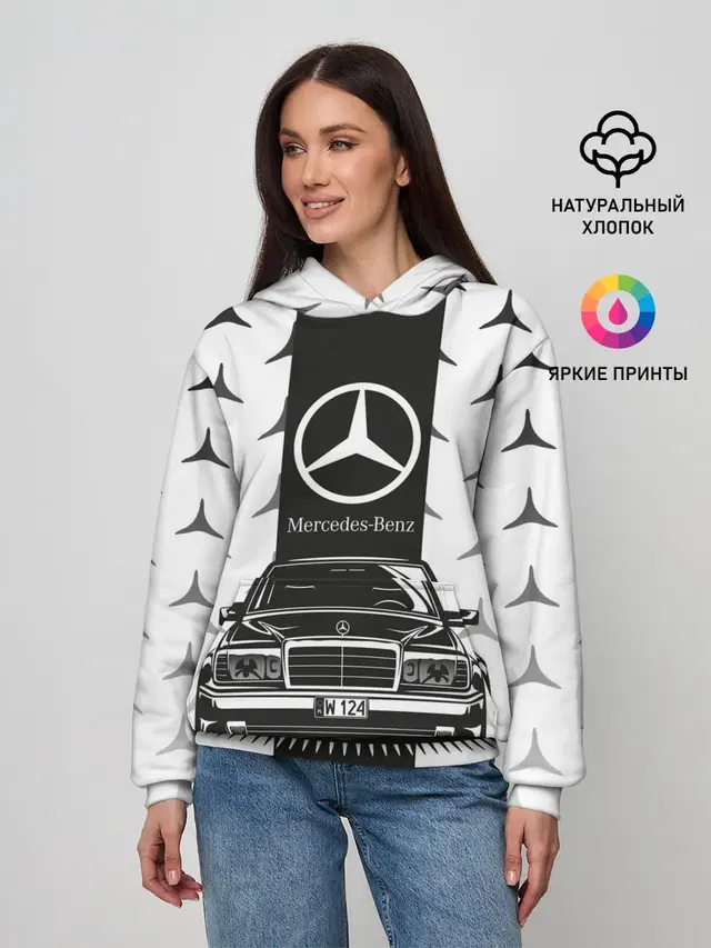 Женское худи с принтом «Merсedes — MERCEDES BENZ»
