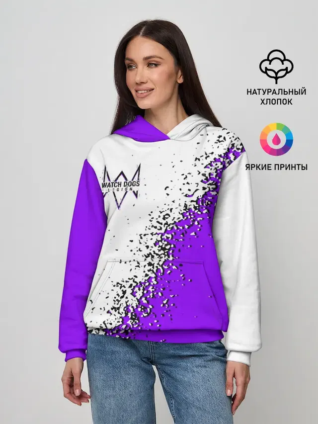 Женское худи с принтом «Distortion — WATCH DOGS LEGION»