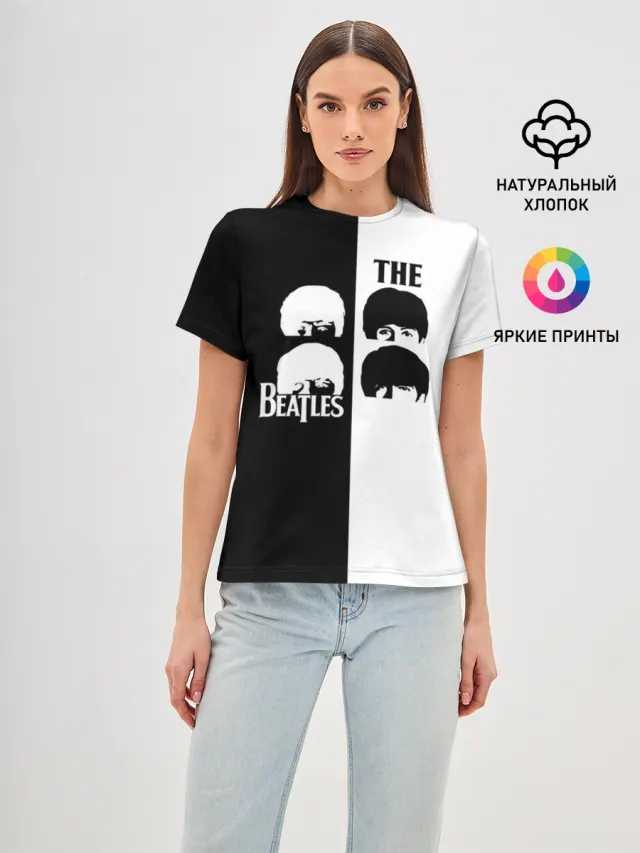 Женская базовая футболка с принтом «The Beatles rock band»