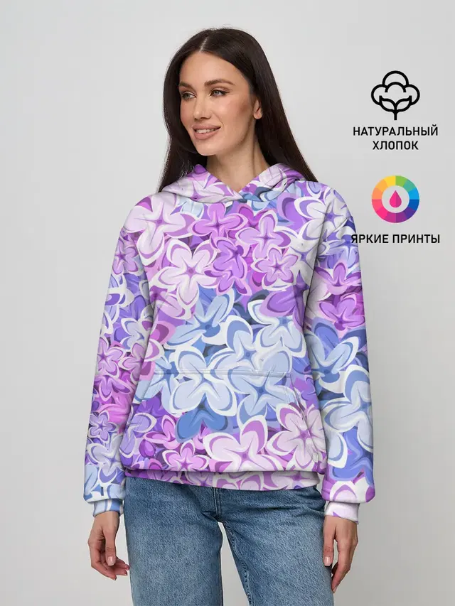 Женское худи с принтом «Цветы — СИРЕНЬ — LILAC»