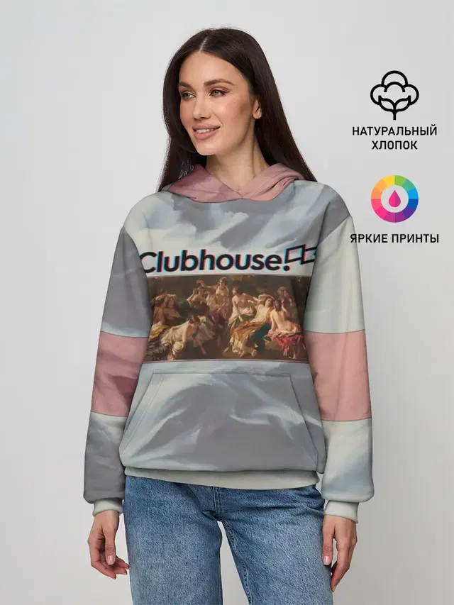 Женское худи с принтом «Социальные сети — Clubhouse Welcome — Клабхаус»