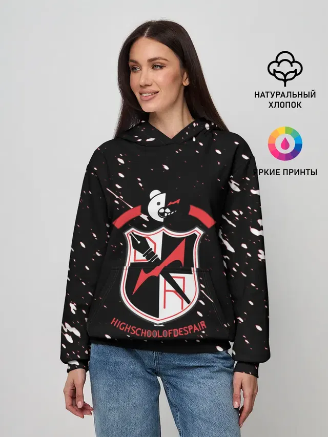 Женское худи с принтом «danganronpa logo»