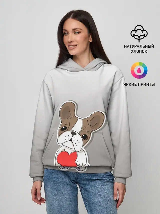 французский бульдог сердечко