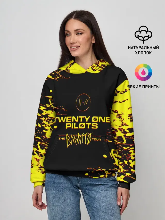 Женское худи с принтом «Twenty One Pilots — TWENTY ONE PILOTS TOP.»