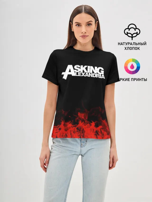 Женская базовая футболка с принтом «Asking Alexandria»