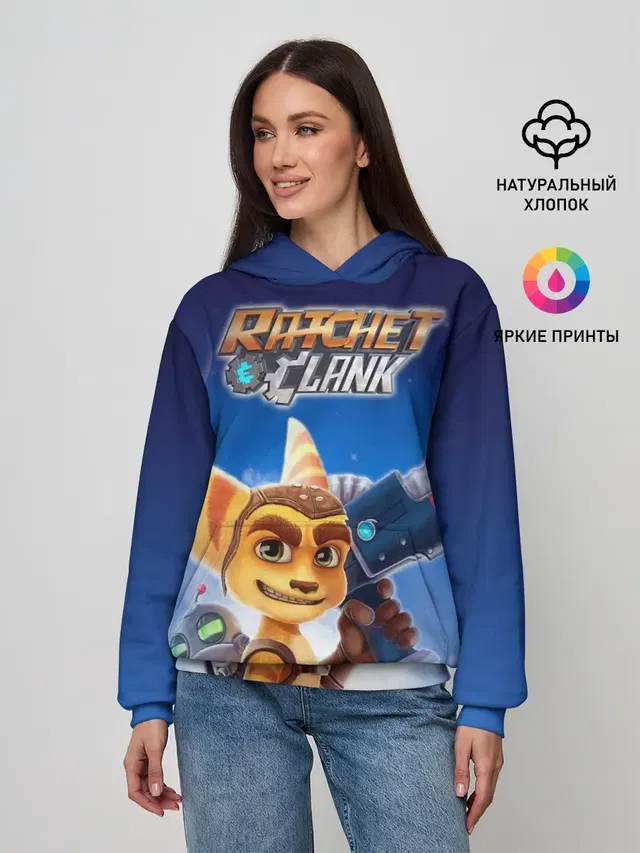 Женское худи с принтом «Ratchet & Clank — Рэтчет и Кланr»