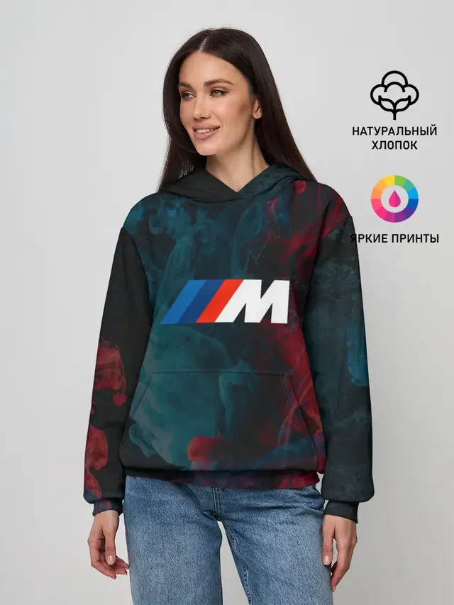 Женское худи с принтом «BMW — BMW M Power — БМВ М»