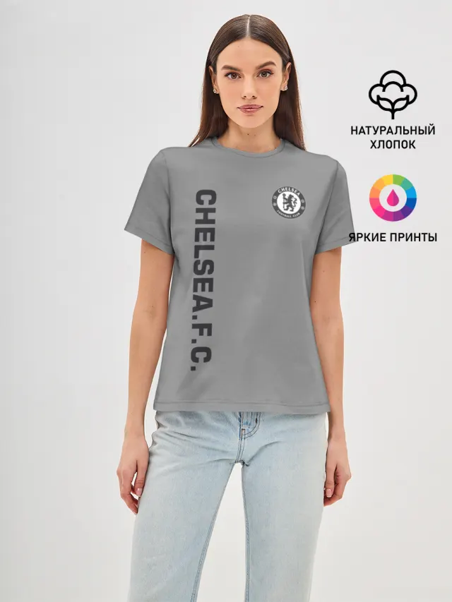Женская базовая футболка с принтом «Chelsea F.C. — Chelsea Uniform»
