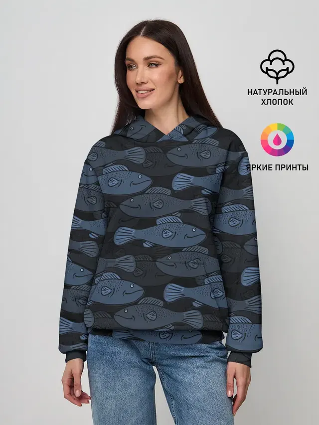Синие рыбы на темном фоне