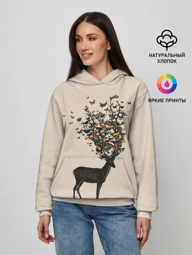 Олени с рогами из бабочек