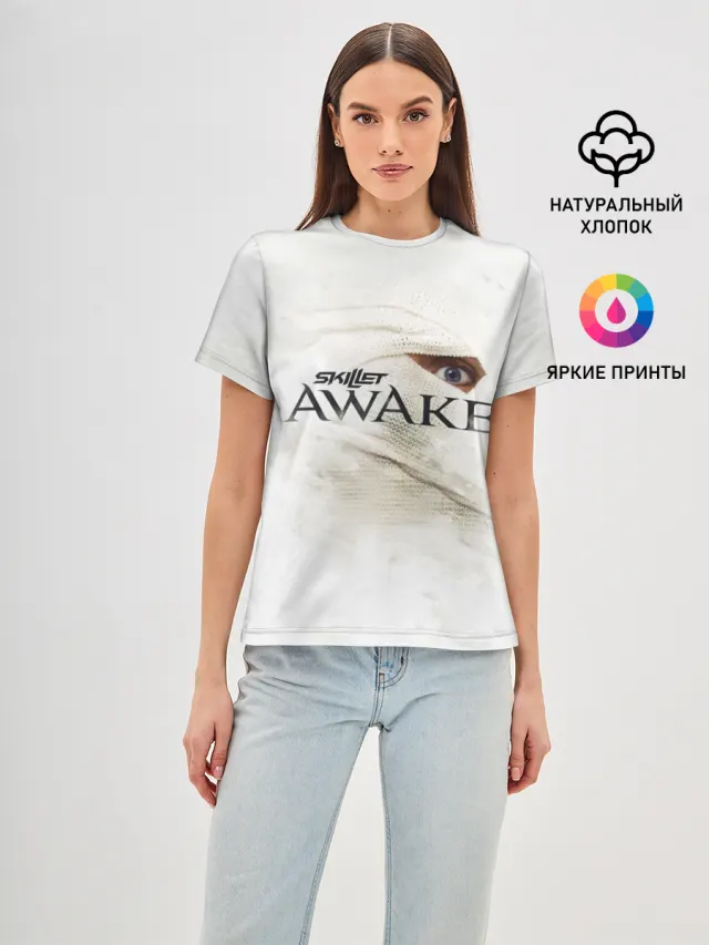 Женская базовая футболка с принтом «Awake»