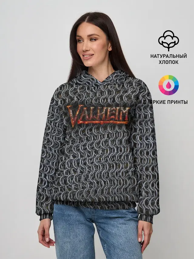 Женское худи с принтом «Valheim — Кольчуга из Вальхейма»