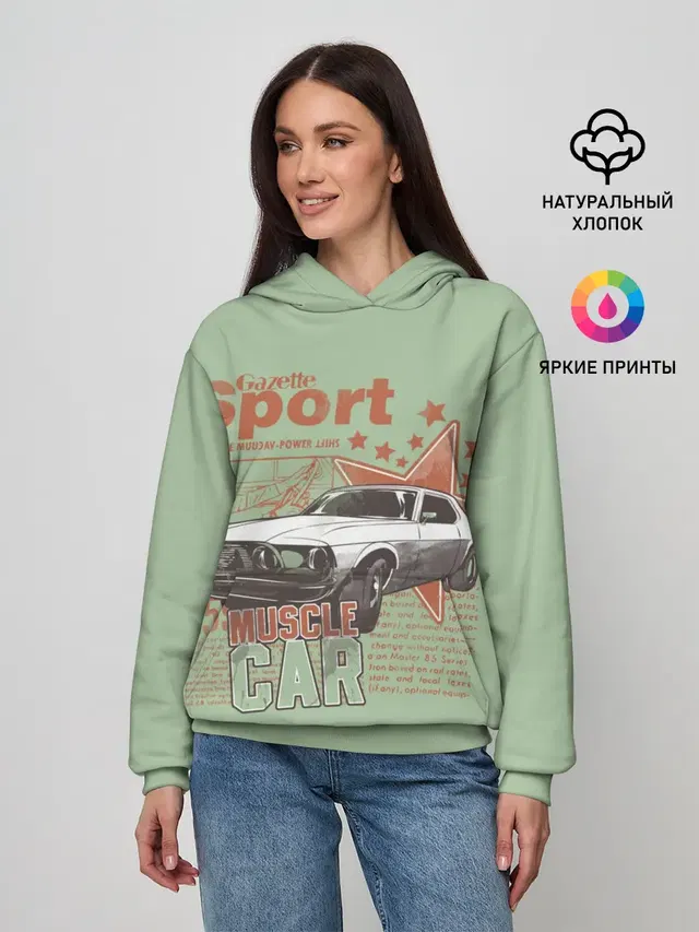 Женское худи с принтом «Retro — Muscle car»