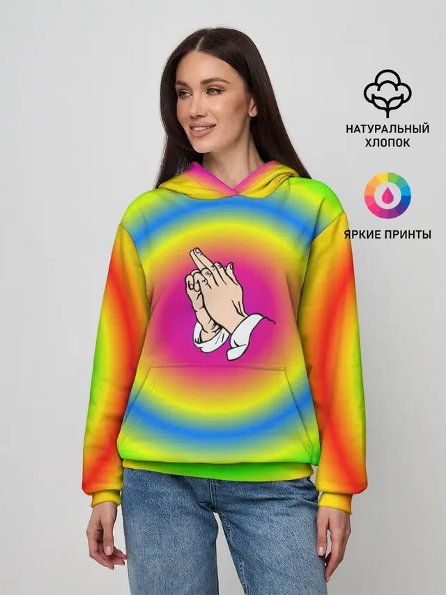 Женское худи с принтом «Хиппи — bright print»
