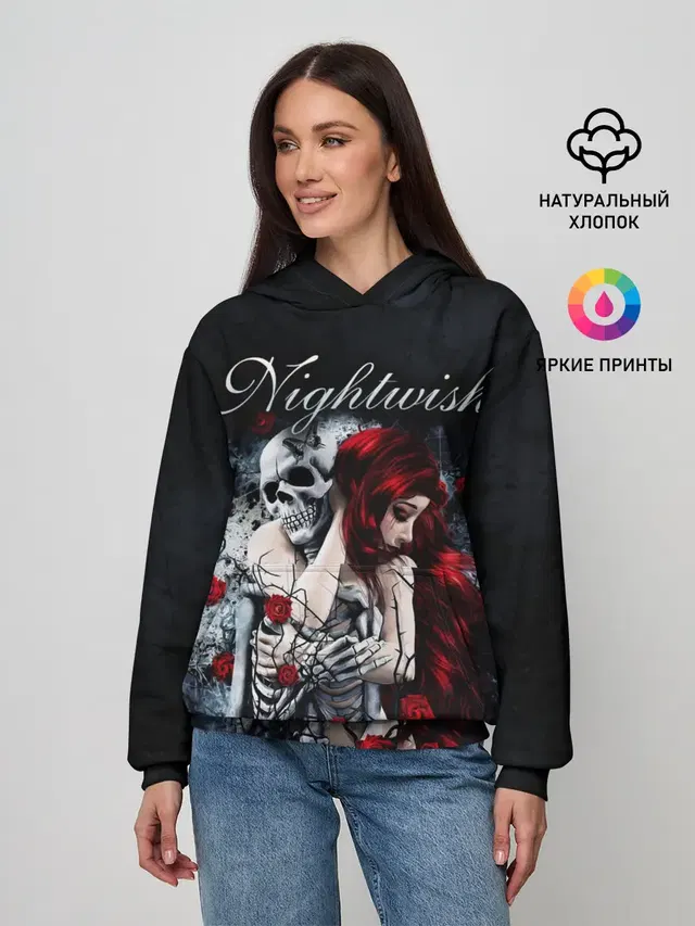 Женское худи с принтом «Разный рок — NIGHTWISH»