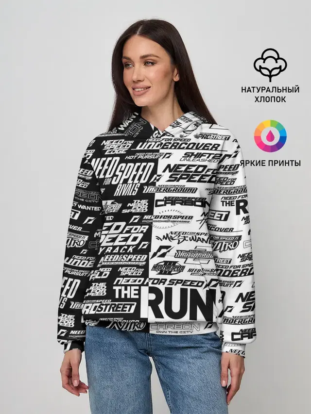 Женское худи с принтом «NFS ALL Logos»