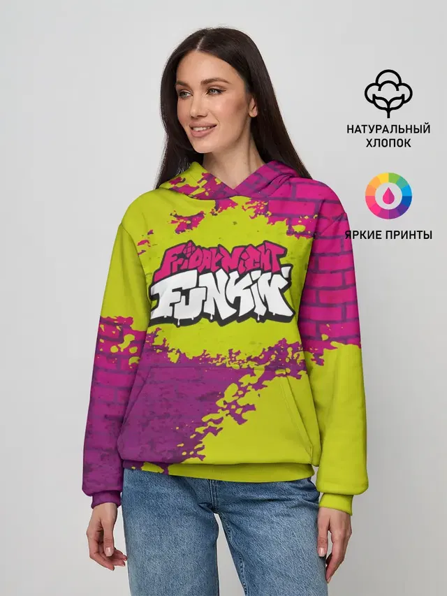 Женское худи с принтом «Friday Night Funkin Кислотный»