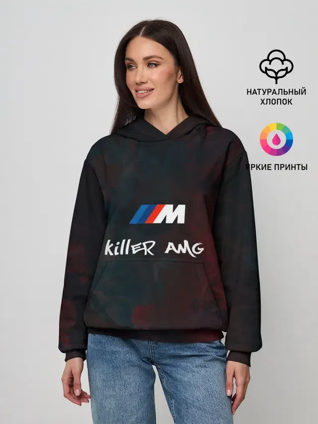 Женское худи с принтом «BMW — BMW M — AMG Killer»