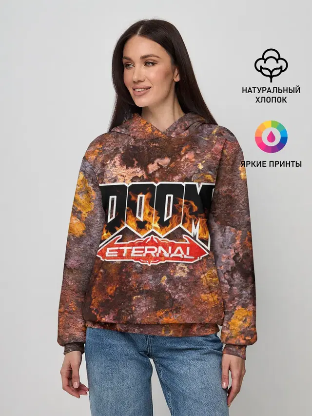Женское худи с принтом «Дум — DOOM Eternal»