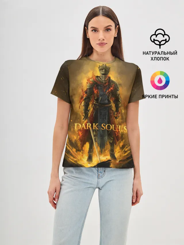 Женская базовая футболка с принтом «Dark Souls»