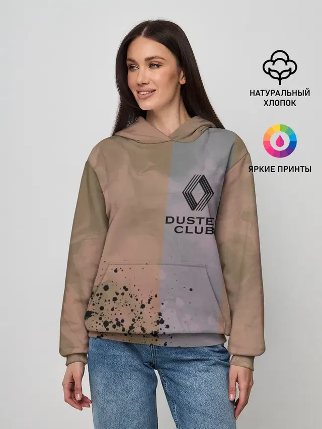Женское худи с принтом «Duster Club — Renault Duster Club — Рено Дастер Клуб»