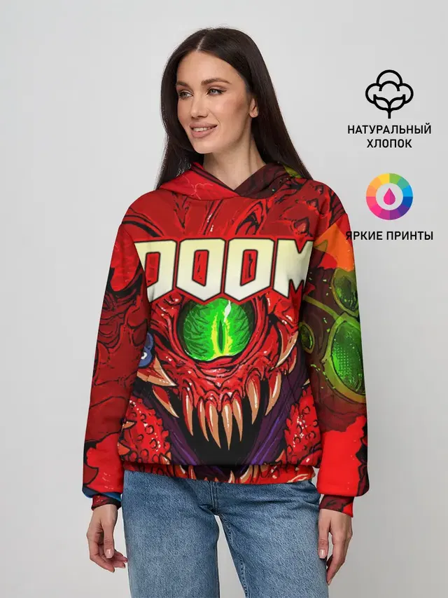 Женское худи с принтом «Дум — DOOM Eternal»