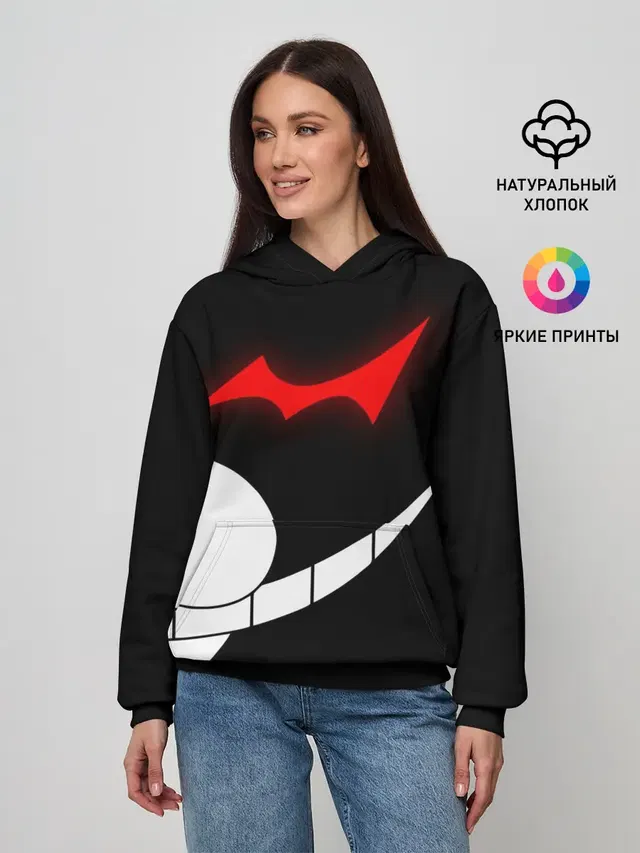 Женское худи с принтом «monokuma пол лица»