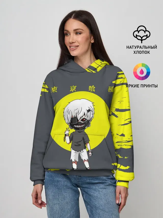 Женское худи с принтом «Токийский Гуль — Cute Kaneki Ken»