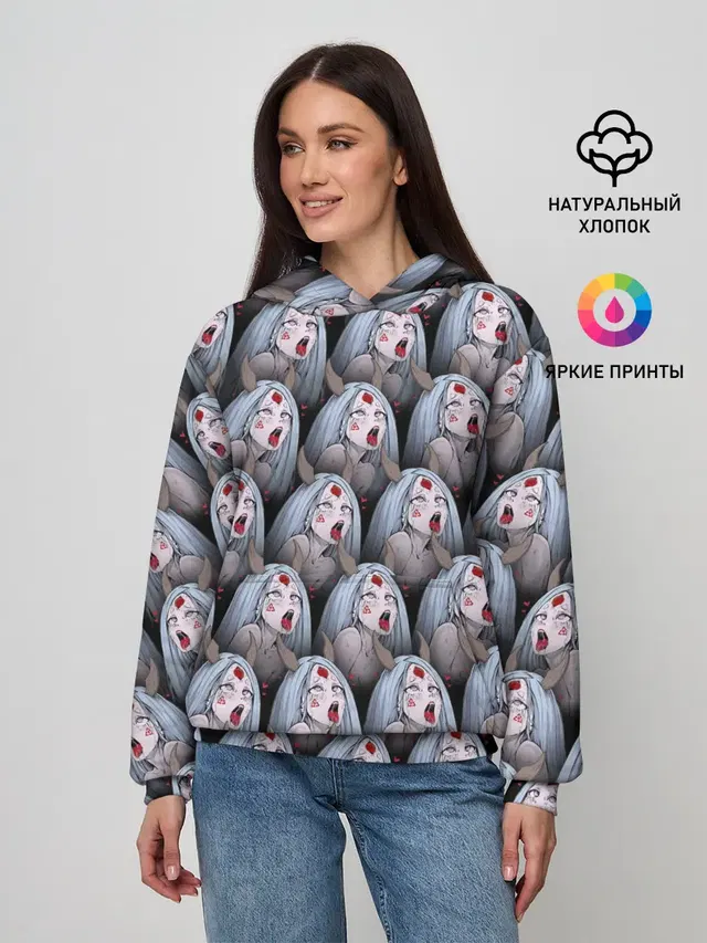 Женское худи с принтом «Kaguya Ahegao»