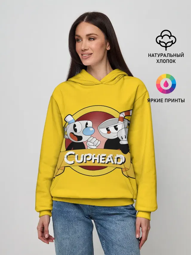 Женское худи с принтом «Cuphead — КАПХЕД.»