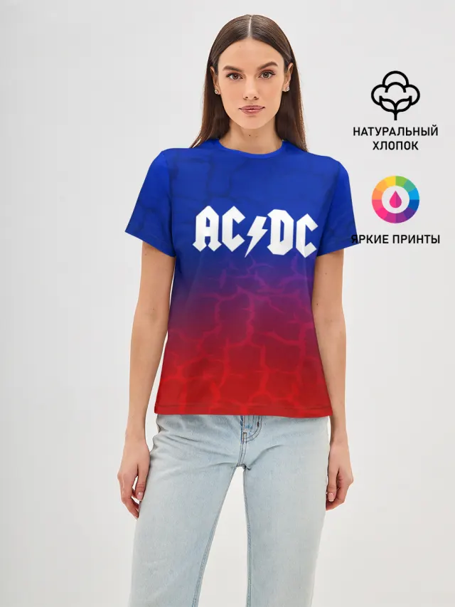 Женская базовая футболка с принтом «AC — AC/DC angel&devil»