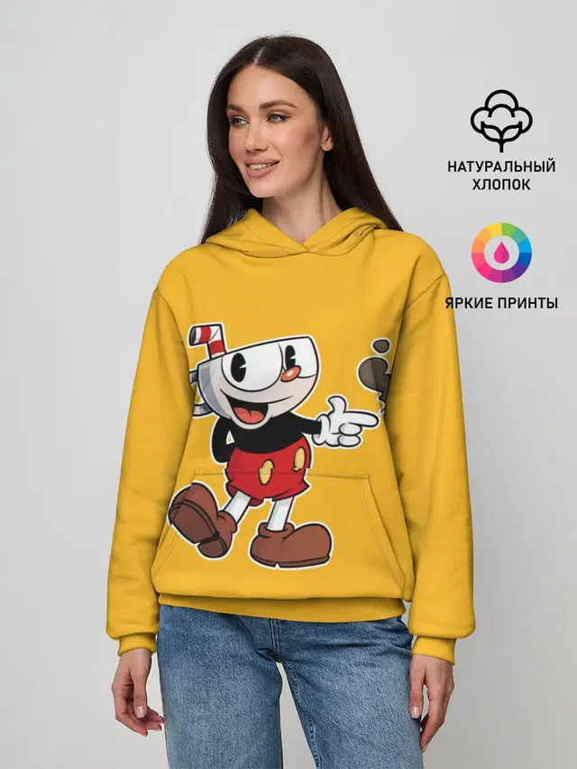 Женское худи с принтом «Cuphead — КАПХЕД»