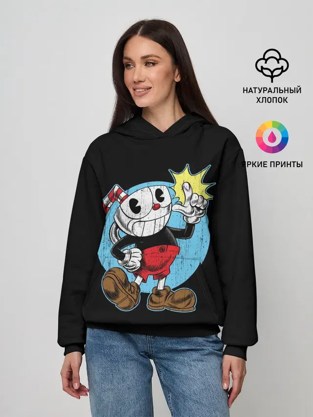 Женское худи с принтом «Cuphead — КАПХЕД»