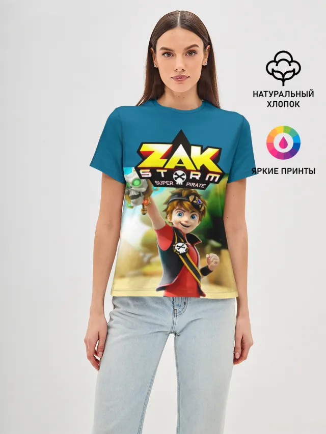 Женская базовая футболка с принтом «Zak Storm 2»