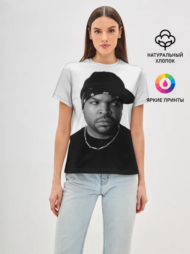 Женская базовая футболка с принтом «Ice Cube»