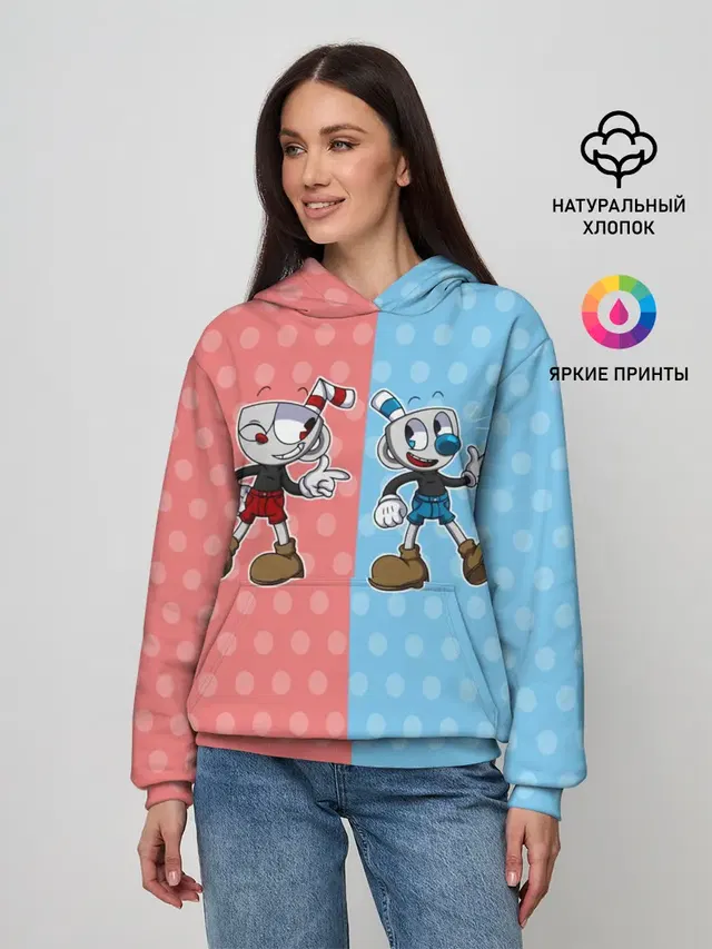 Женское худи с принтом «Cuphead — caphead»