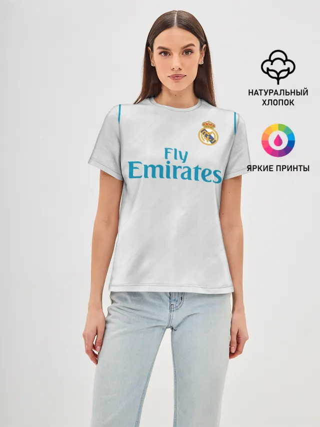 Женская базовая футболка с принтом «Real Madrid — Ramos 17-18»