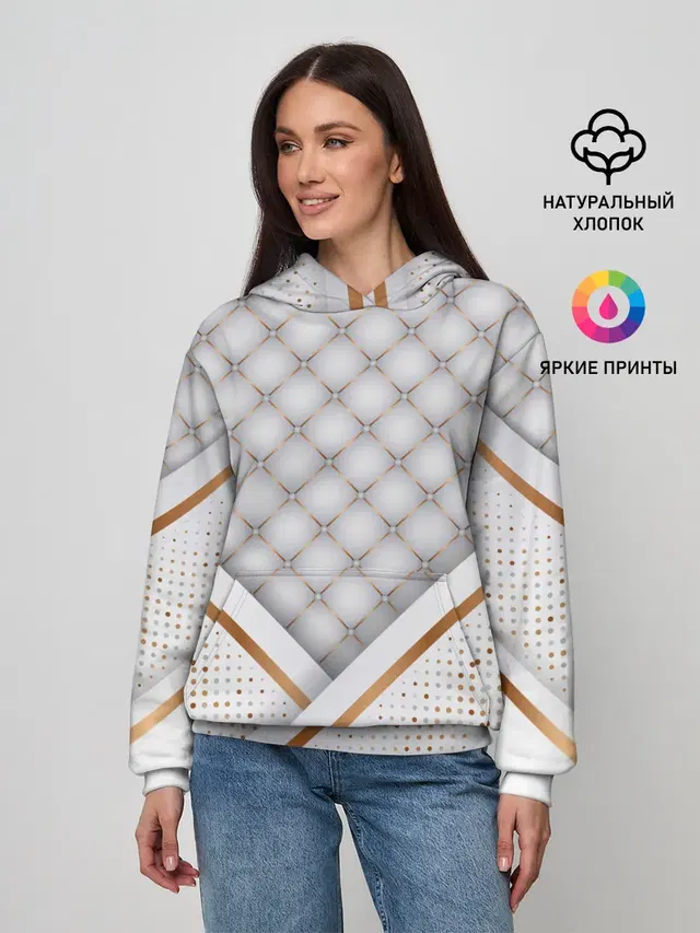 Женское худи с принтом «Luxury white & Gold»