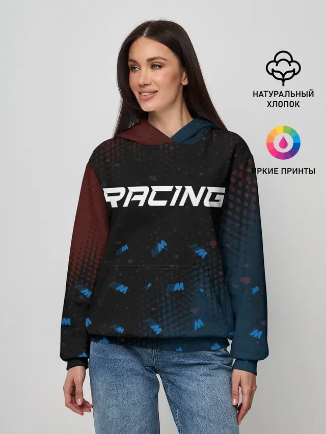 Женское худи с принтом «BMW — BMW - Halftone»