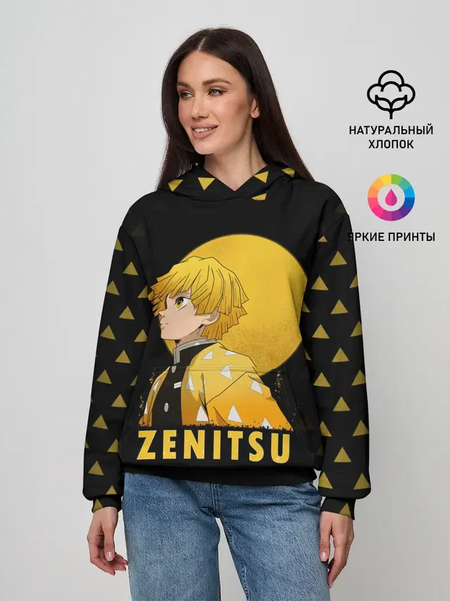 Женское худи с принтом «Клинок, рассекающий демонов — ZENITSU Kimetsu no Yaiba»