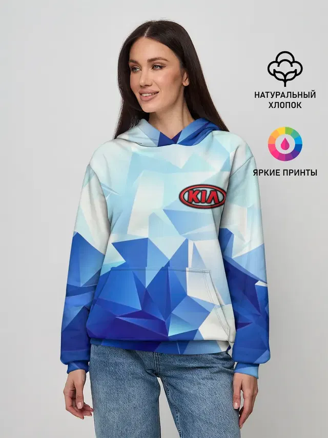 Женское худи с принтом «Low poly pattern — KIA Motors»