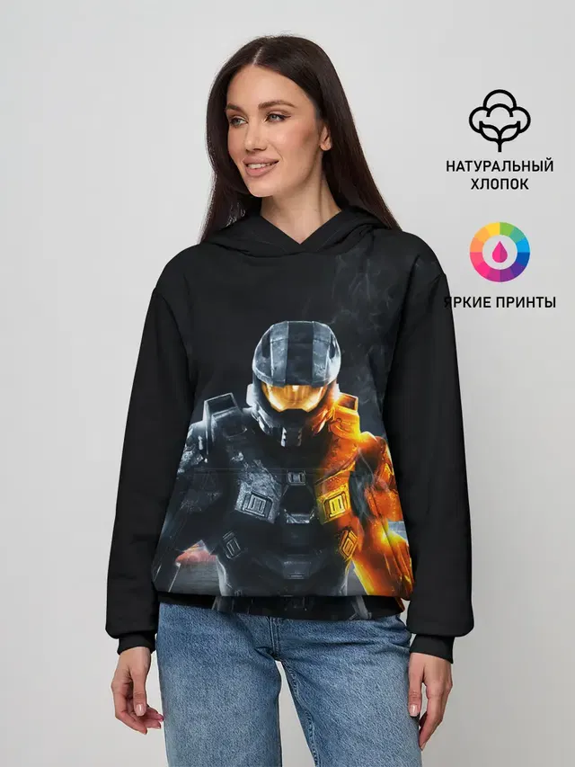 Женское худи с принтом «Halo x Battlefield»