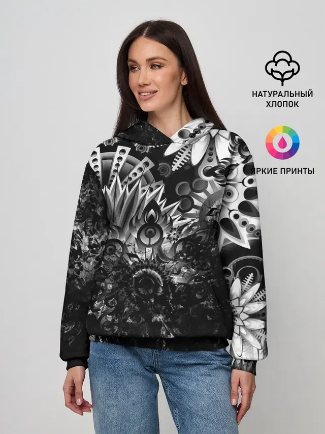 Женское худи с принтом «Узоры — Floral Pattern»