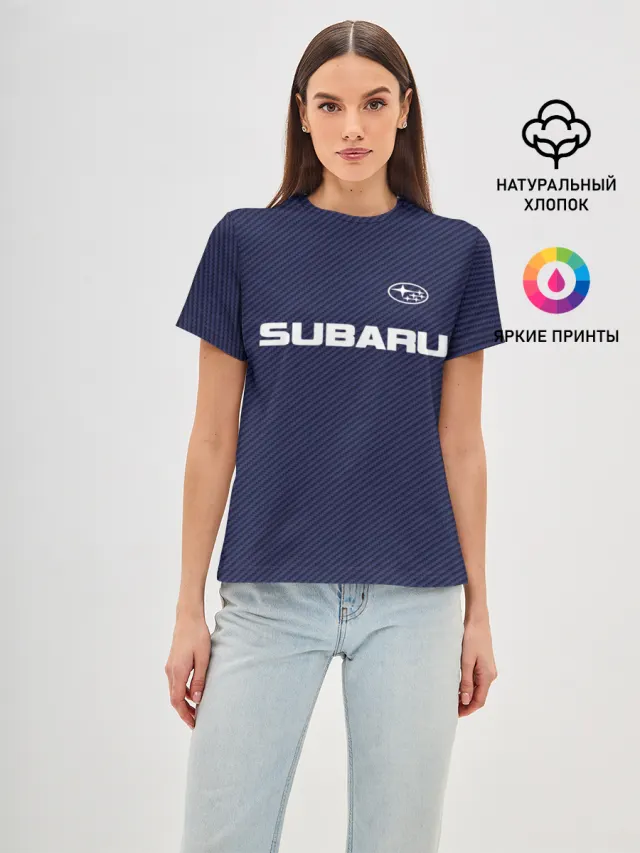Женская базовая футболка с принтом «Subaru Carbon»