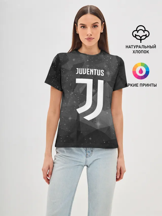 Женская базовая футболка с принтом «Ювентус — Juventus Cosmos»