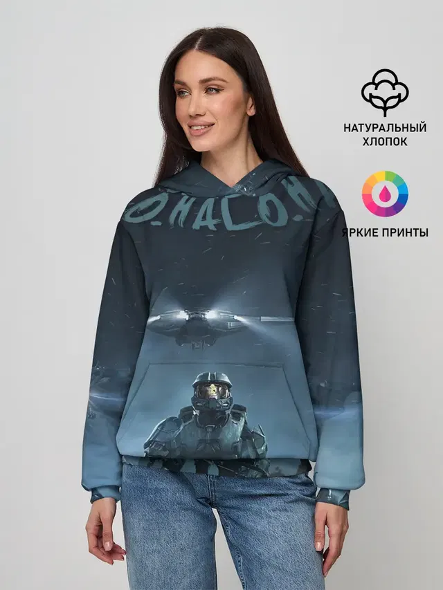 Женское худи с принтом «Halo calligraphy»