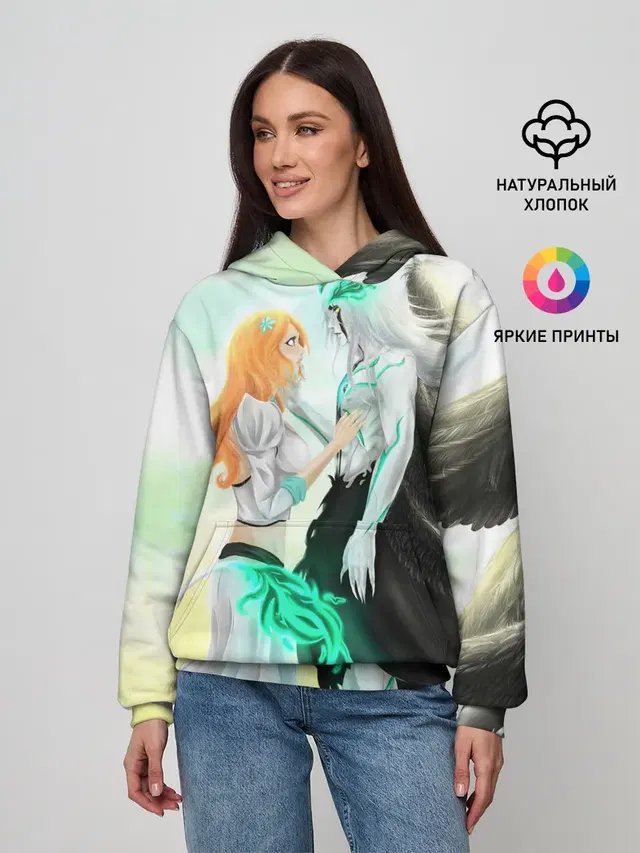 Женское худи с принтом «Bleach Grimmjow and Orihime»