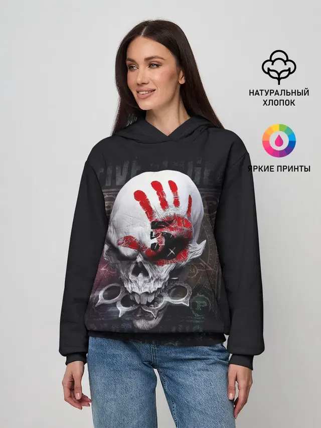 Женское худи с принтом «Черепа — Damage Skull»