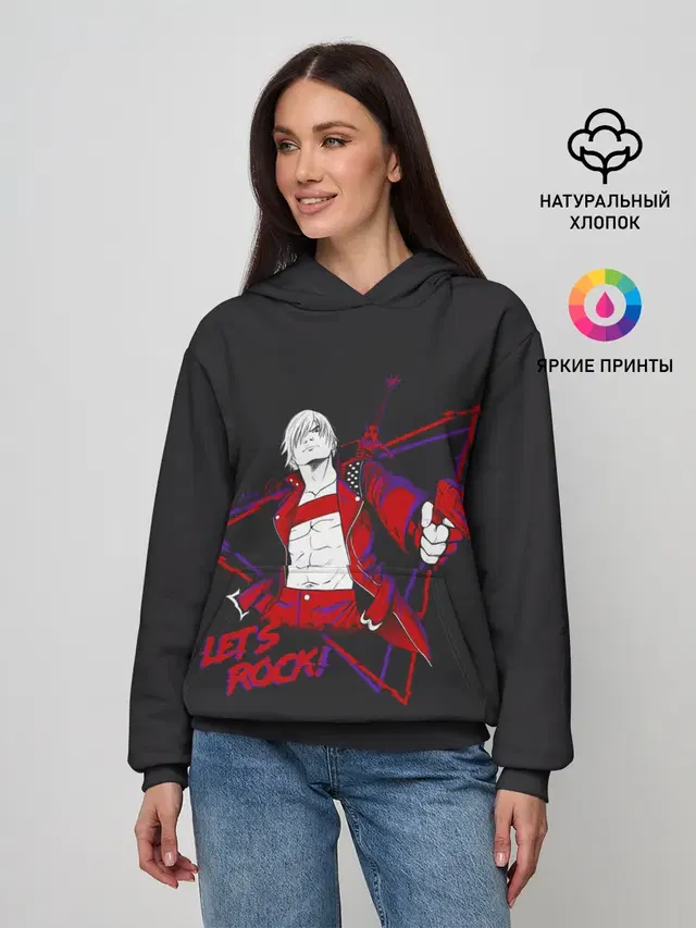 Женское худи с принтом «Devil May Cry — Lets Rock — DMC»