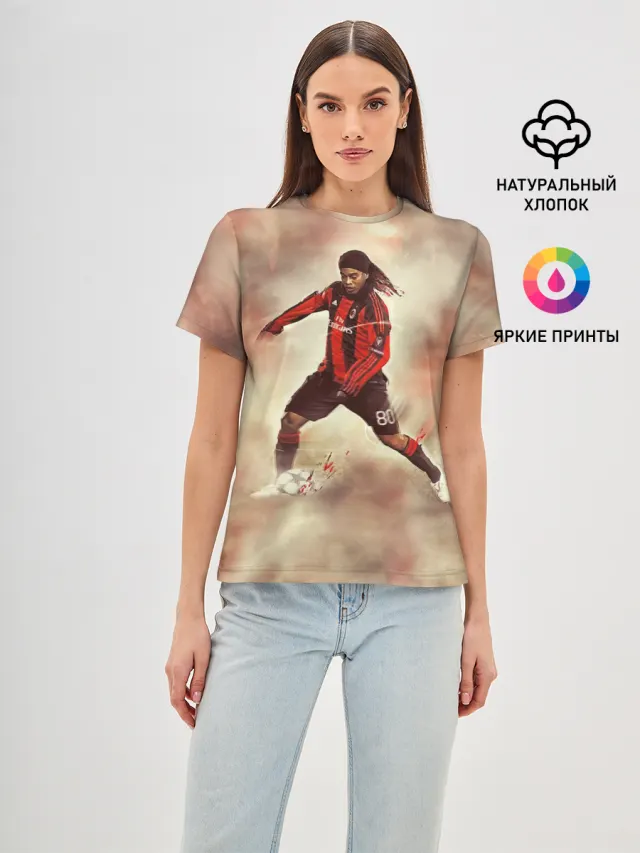 Женская базовая футболка с принтом «Ronaldinho»